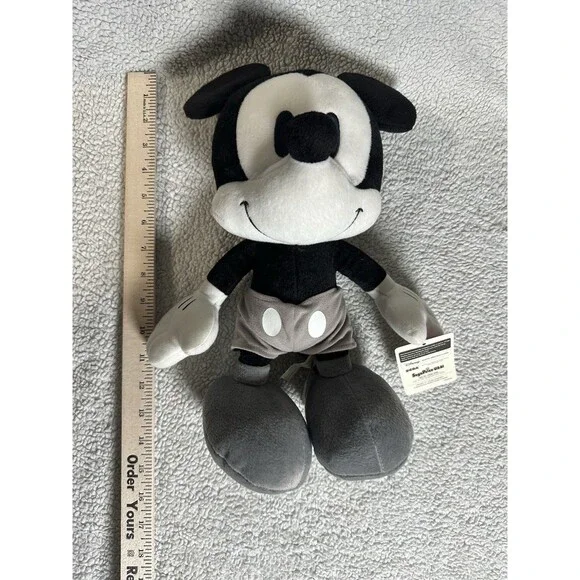 Disney Mickey Mouse Sega Monochrome Series Plush 15" w/ Tag Grey Black And White - Picture 3 of 8